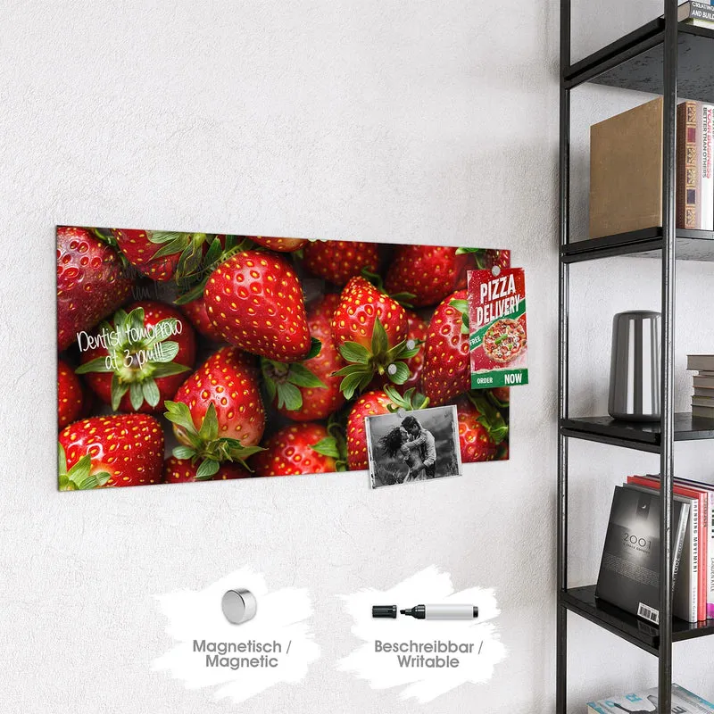 Glas Magnettafel - Frische Erdbeeren