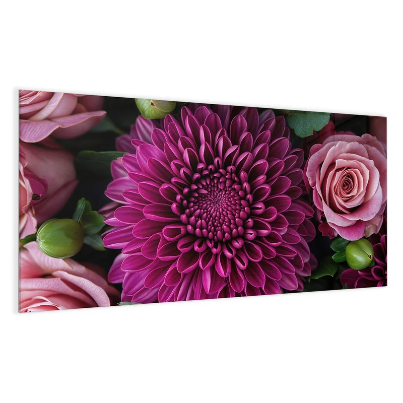 Glas Magnettafel - Magenta Chrysantheme