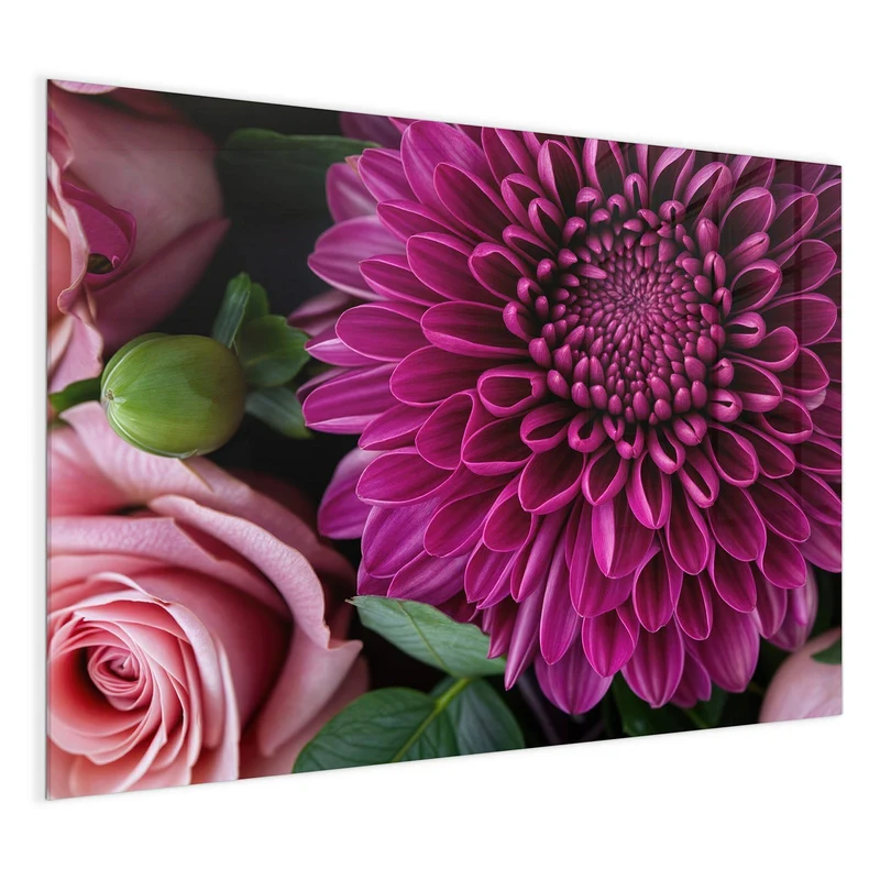 Glas Magnettafel - Magenta Chrysantheme