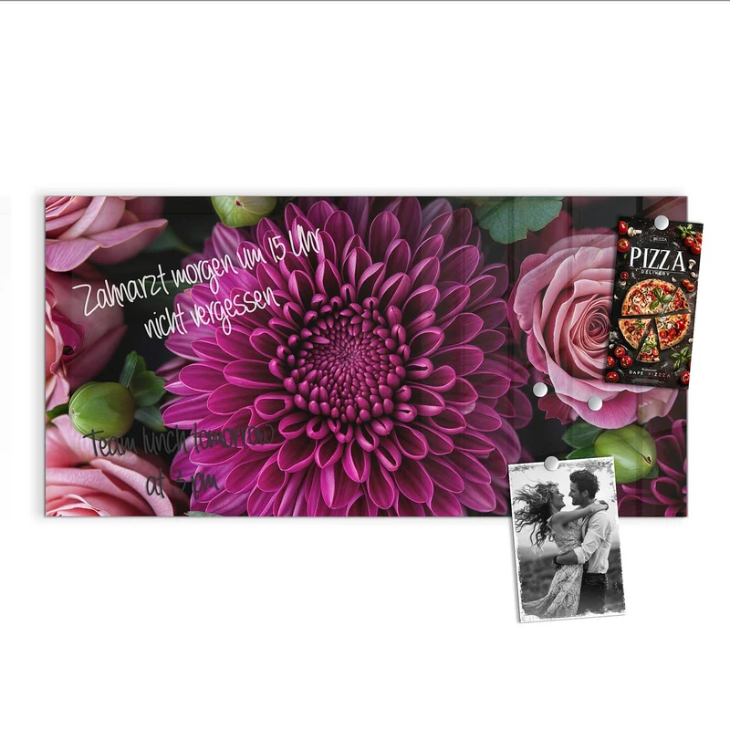 Glas Magnettafel - Magenta Chrysantheme