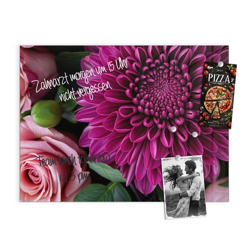 Glas Magnettafel - Magenta Chrysantheme