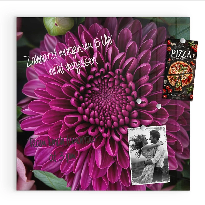 Glas Magnettafel - Magenta Chrysantheme