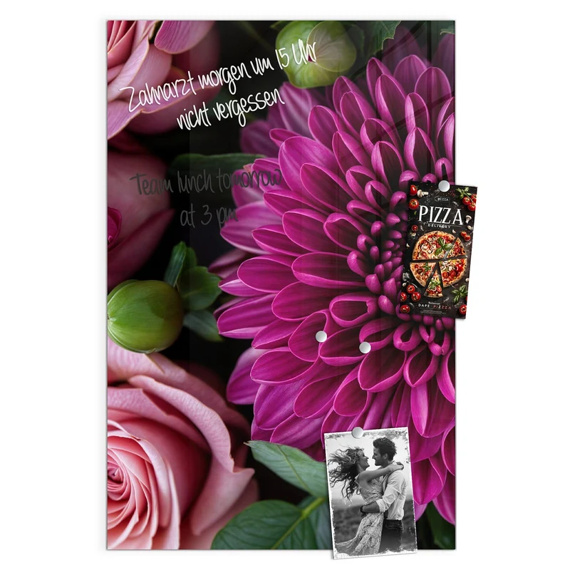 Glas Magnettafel - Magenta Chrysantheme