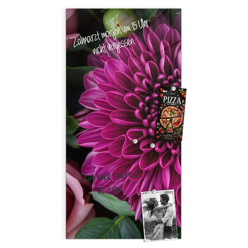 Glas Magnettafel - Magenta Chrysantheme