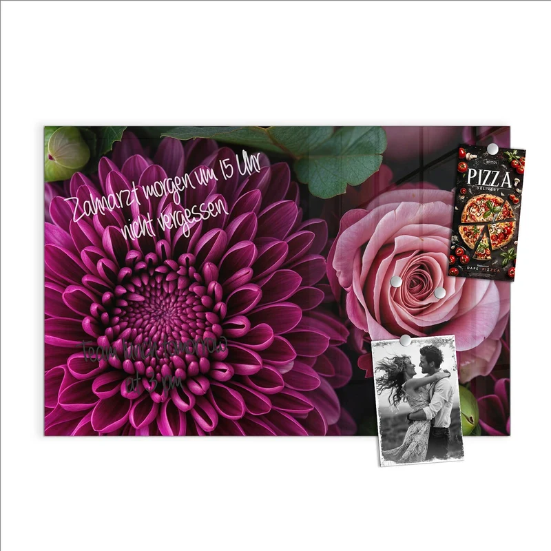 Glas Magnettafel - Magenta Chrysantheme