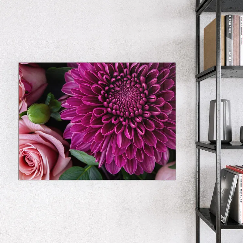 Glas Magnettafel - Magenta Chrysantheme