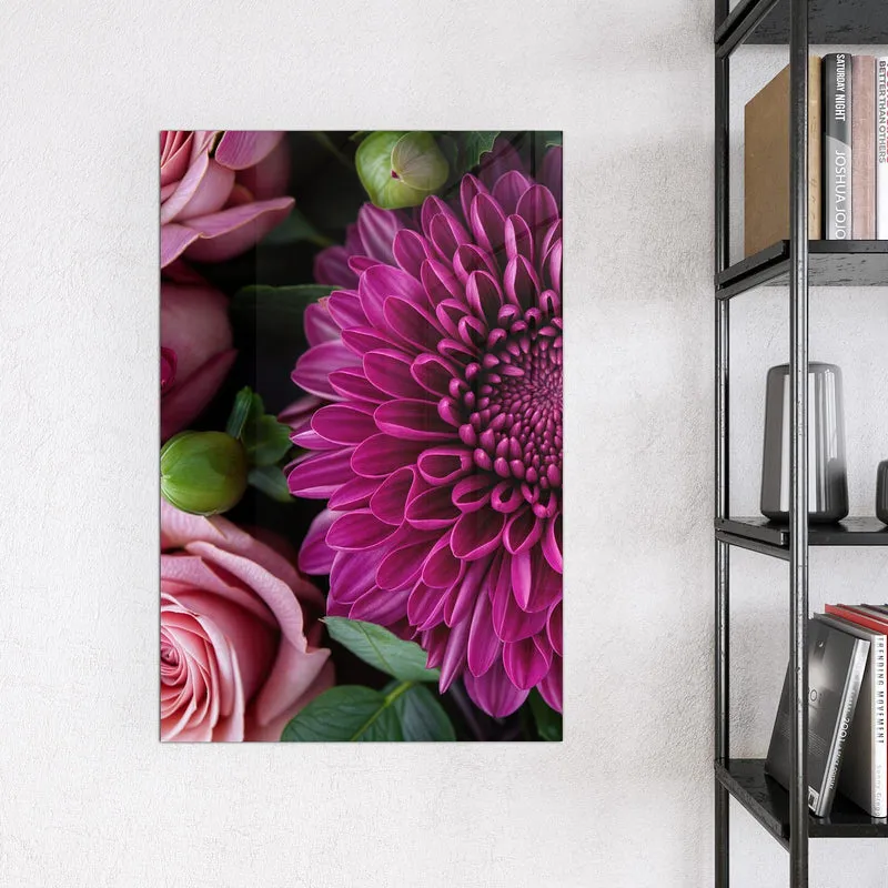 Glas Magnettafel - Magenta Chrysantheme