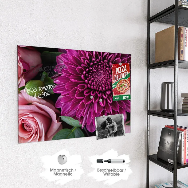 Glas Magnettafel - Magenta Chrysantheme