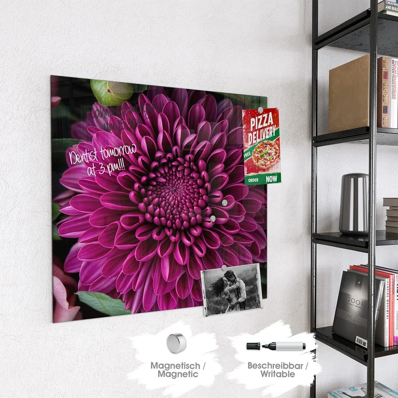 Glas Magnettafel - Magenta Chrysantheme