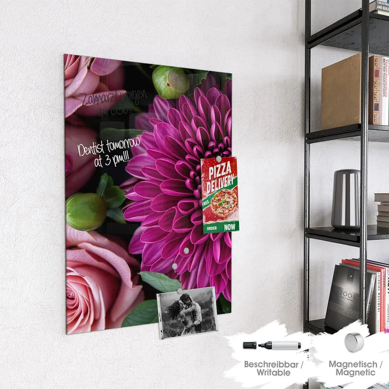 Glas Magnettafel - Magenta Chrysantheme