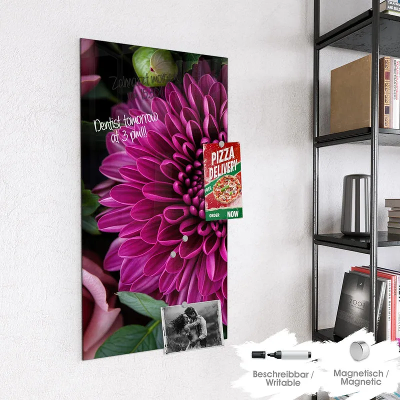 Glas Magnettafel - Magenta Chrysantheme