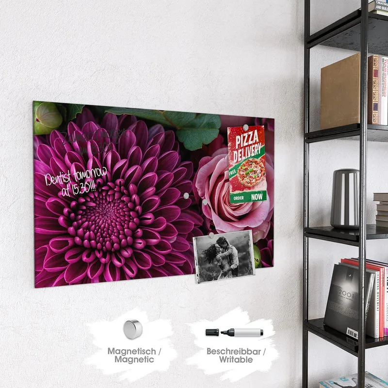Glas Magnettafel - Magenta Chrysantheme