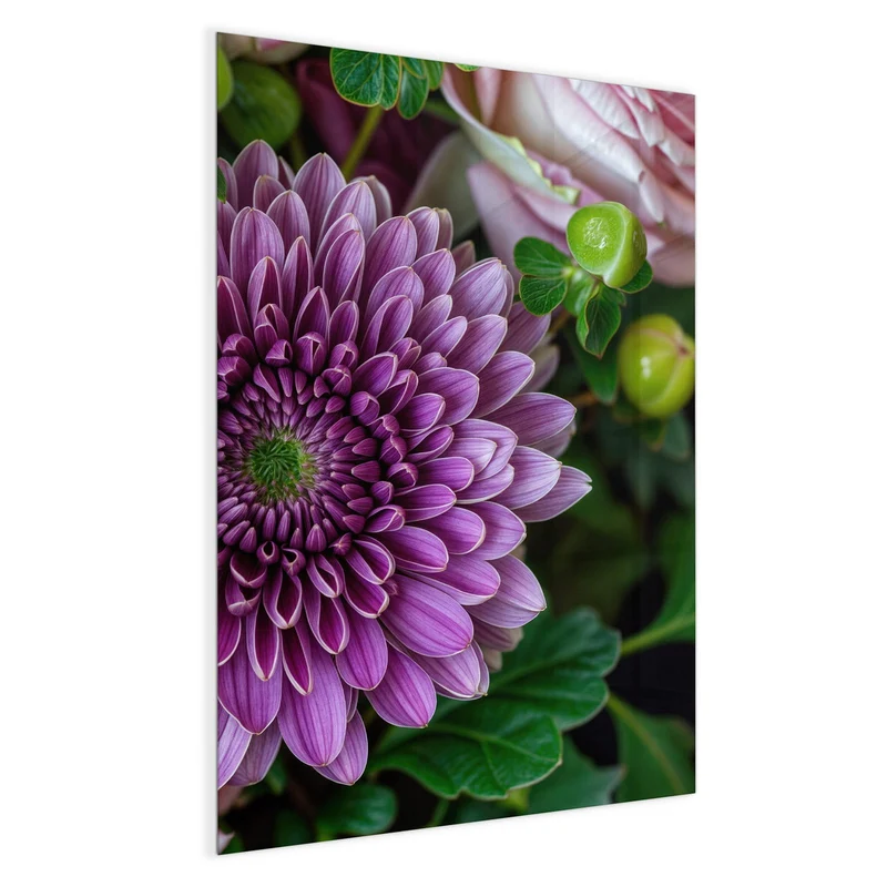 Glas Magnettafel - Rosen und Chrysantheme