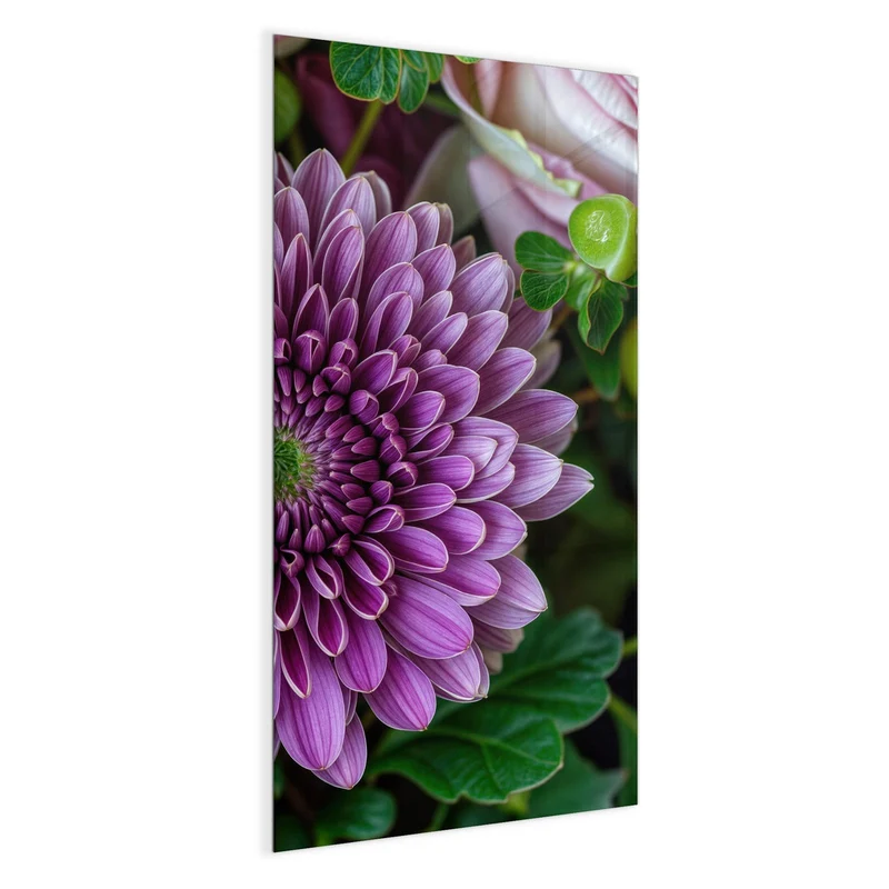 Glas Magnettafel - Rosen und Chrysantheme