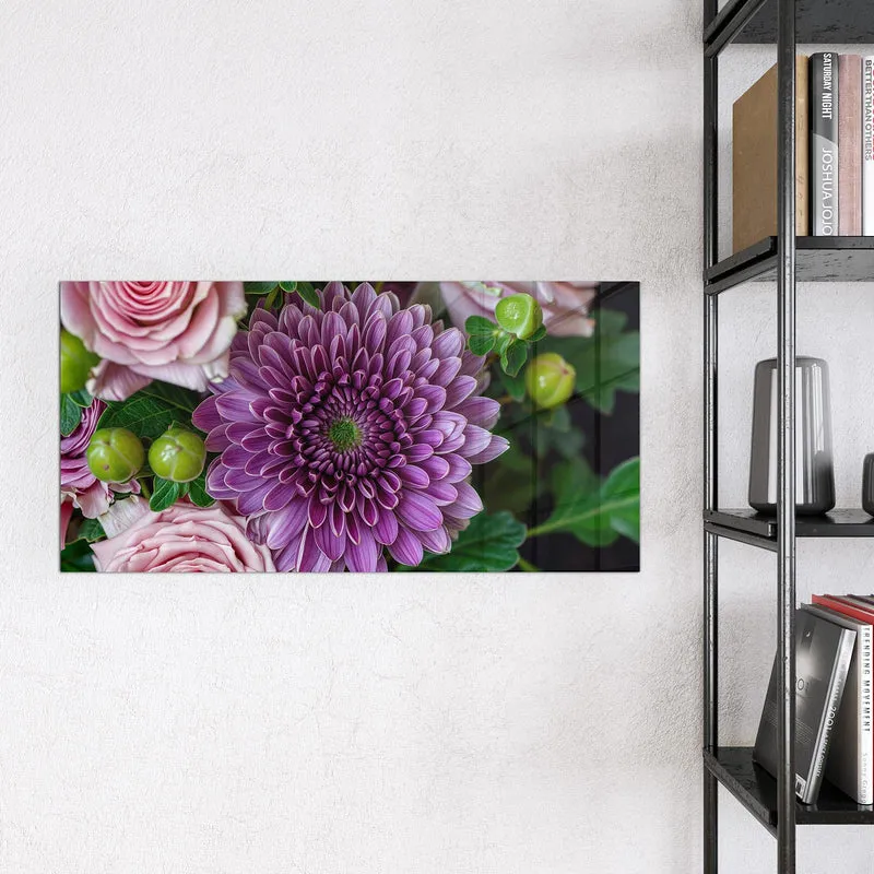 Glas Magnettafel - Rosen und Chrysantheme