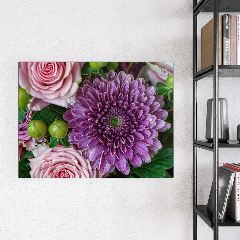 Glas Magnettafel - Rosen und Chrysantheme
