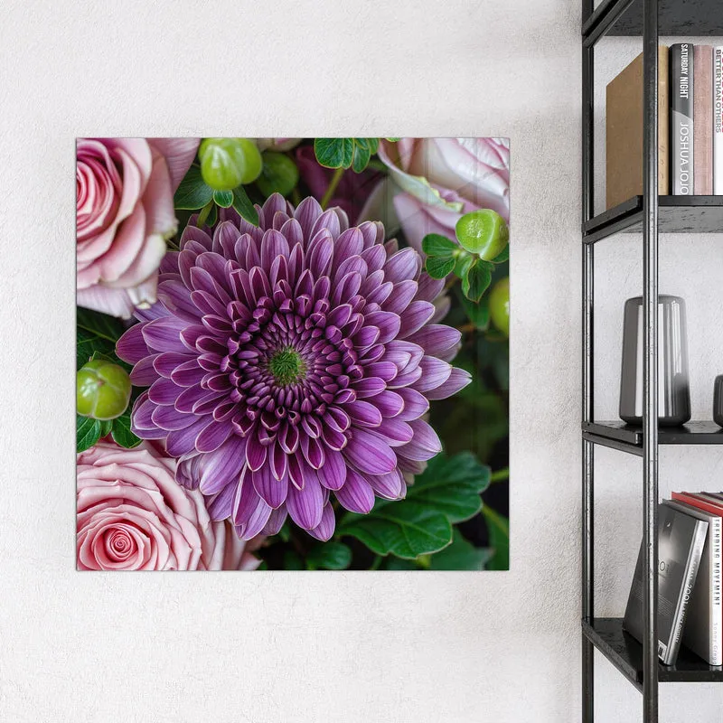 Glas Magnettafel - Rosen und Chrysantheme