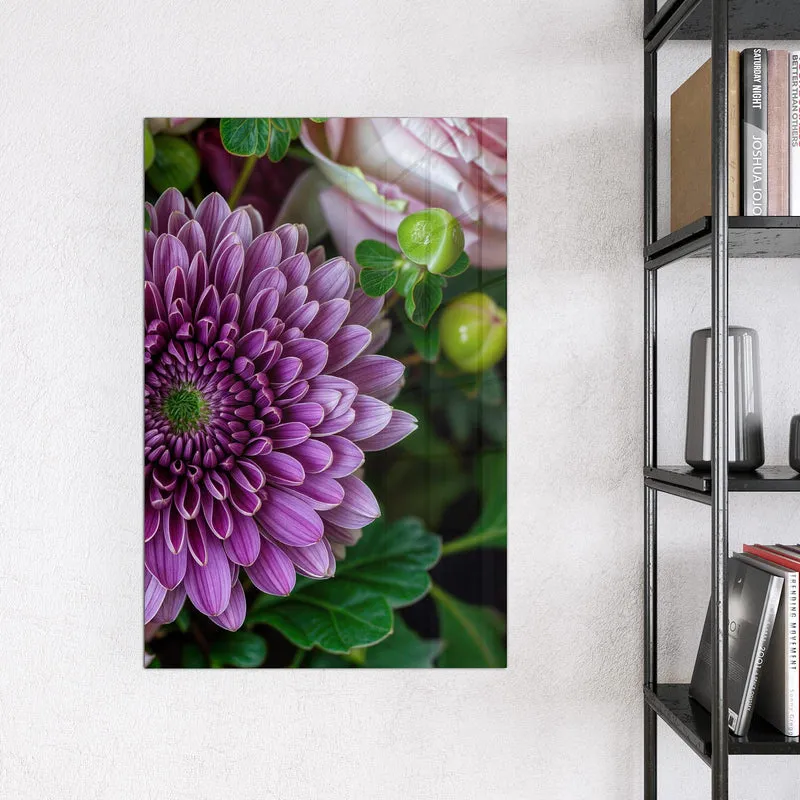 Glas Magnettafel - Rosen und Chrysantheme