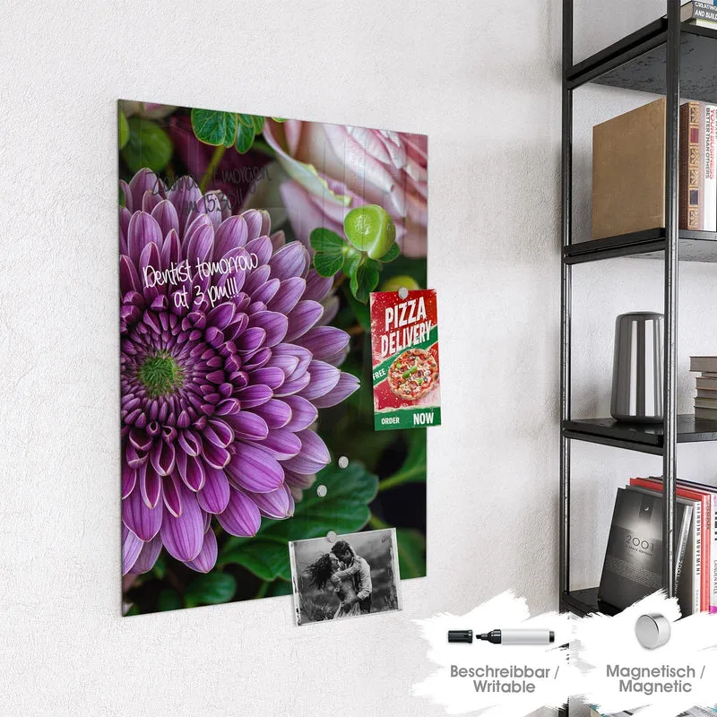 Glas Magnettafel - Rosen und Chrysantheme
