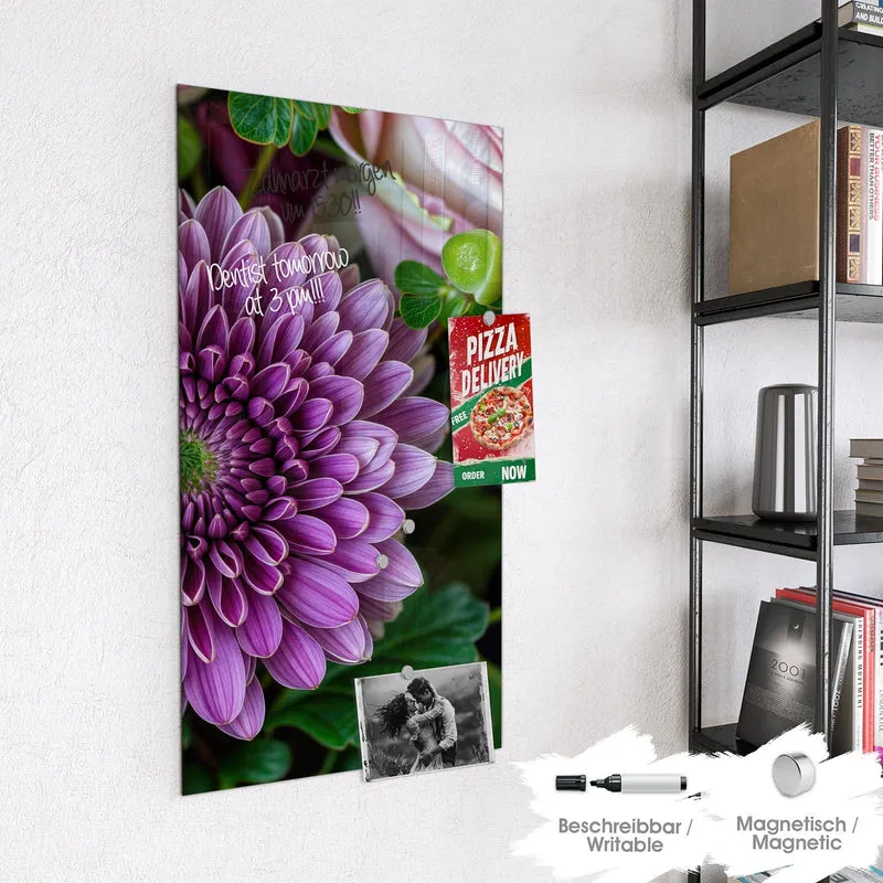 Glas Magnettafel - Rosen und Chrysantheme