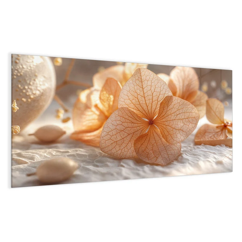 Glas Magnettafel - Hortensie in Apricot