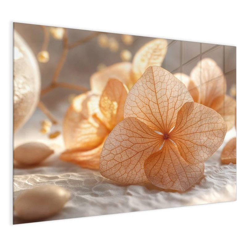 Glas Magnettafel - Hortensie in Apricot