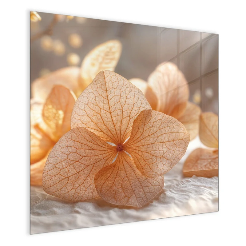 Glas Magnettafel - Hortensie in Apricot