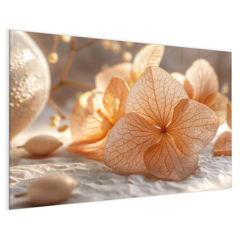 Glas Magnettafel - Hortensie in Apricot