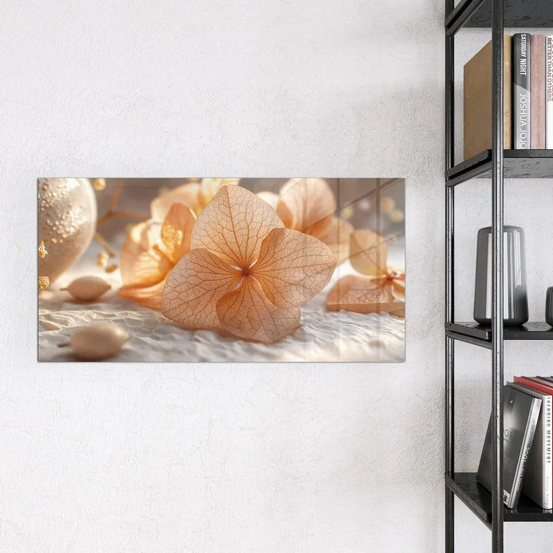 Glas Magnettafel - Hortensie in Apricot