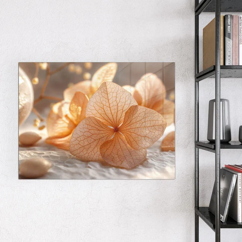 Glas Magnettafel - Hortensie in Apricot