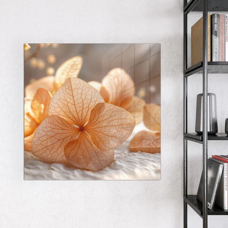 Glas Magnettafel - Hortensie in Apricot