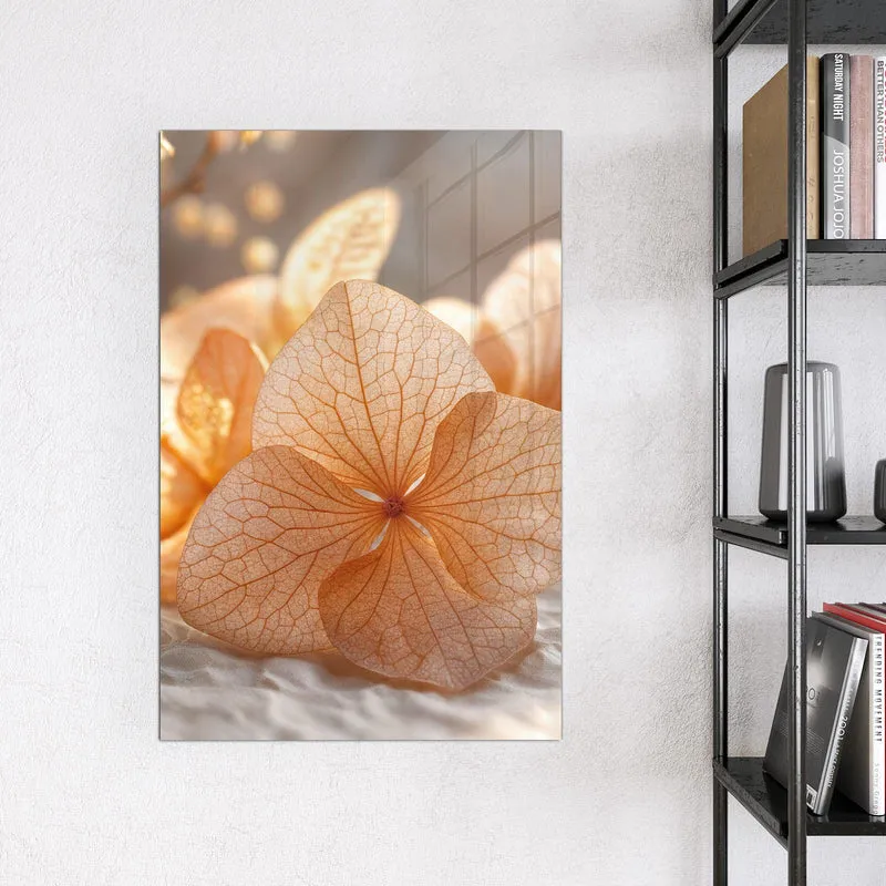 Glas Magnettafel - Hortensie in Apricot