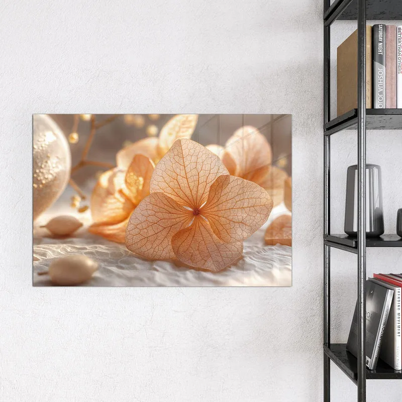Glas Magnettafel - Hortensie in Apricot