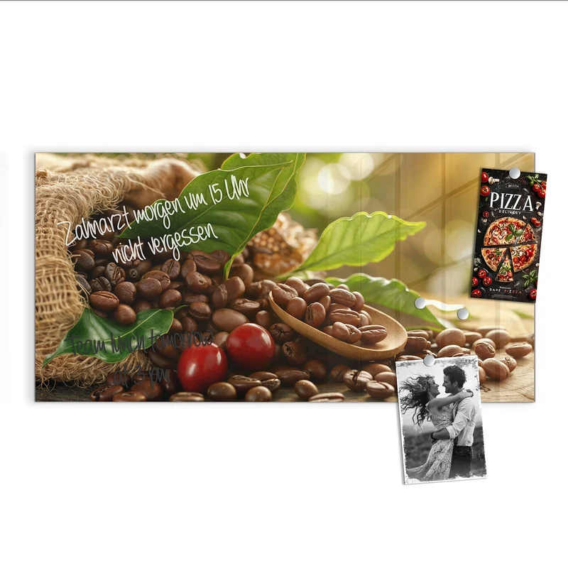 Glas Magnettafel - Rote Kaffeekirschen