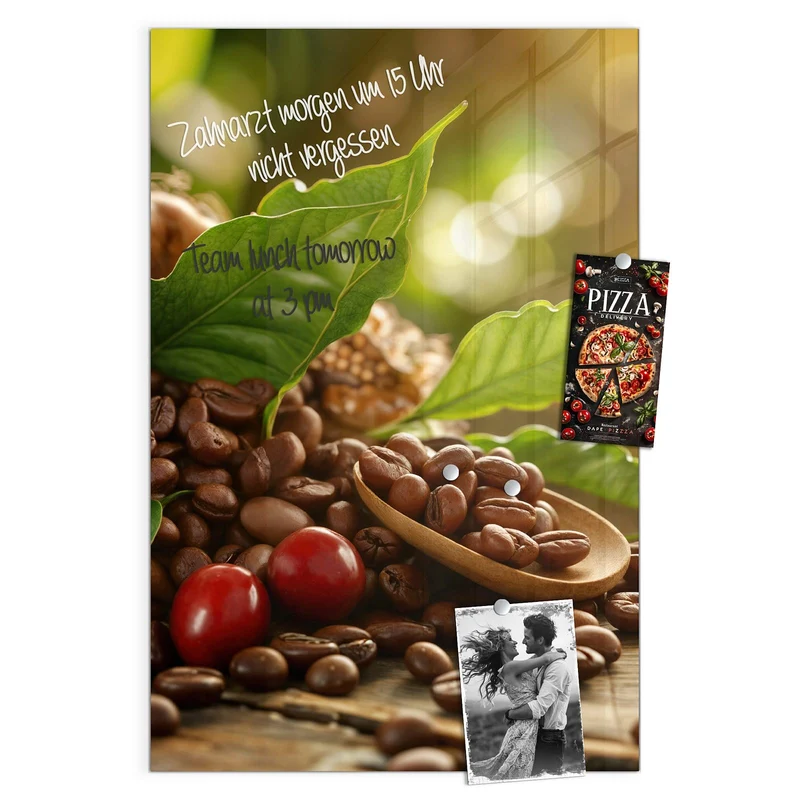 Glas Magnettafel - Rote Kaffeekirschen