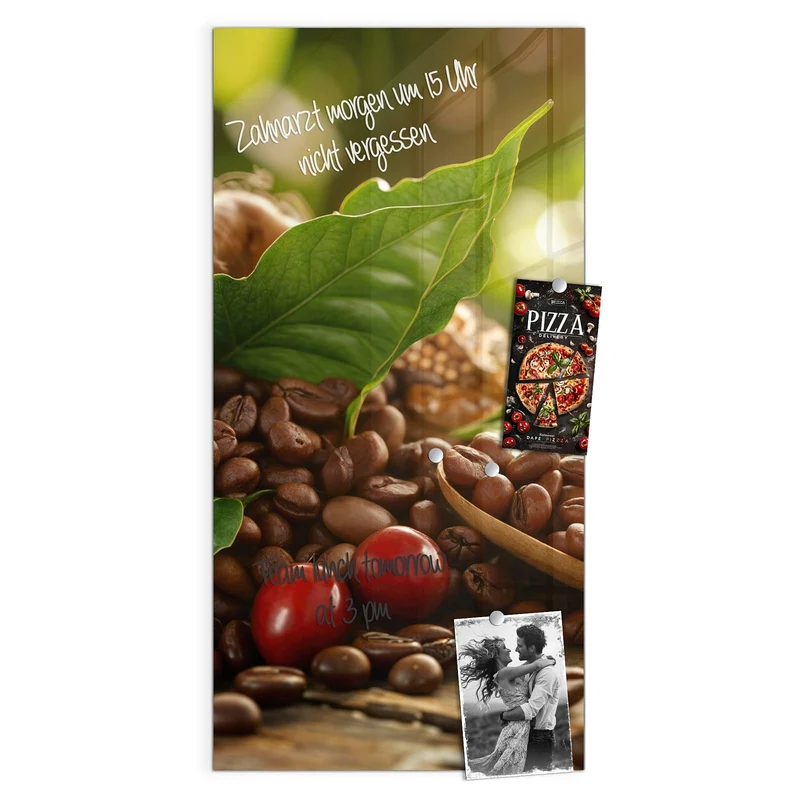 Glas Magnettafel - Rote Kaffeekirschen