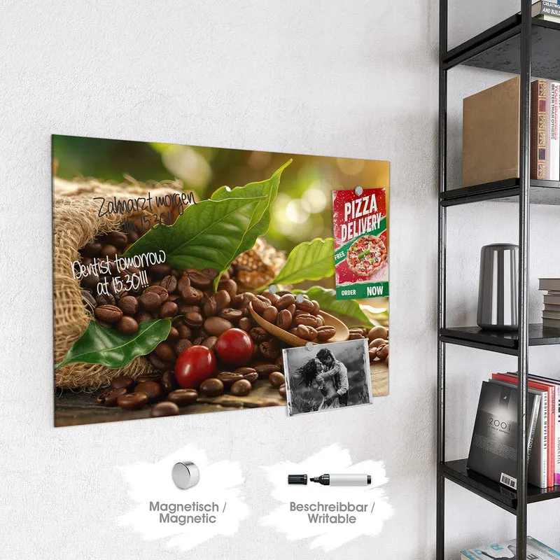 Glas Magnettafel - Rote Kaffeekirschen