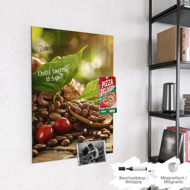 Glas Magnettafel - Rote Kaffeekirschen