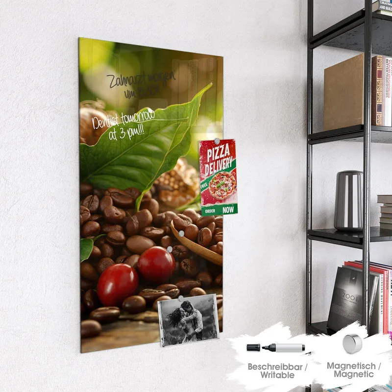Glas Magnettafel - Rote Kaffeekirschen
