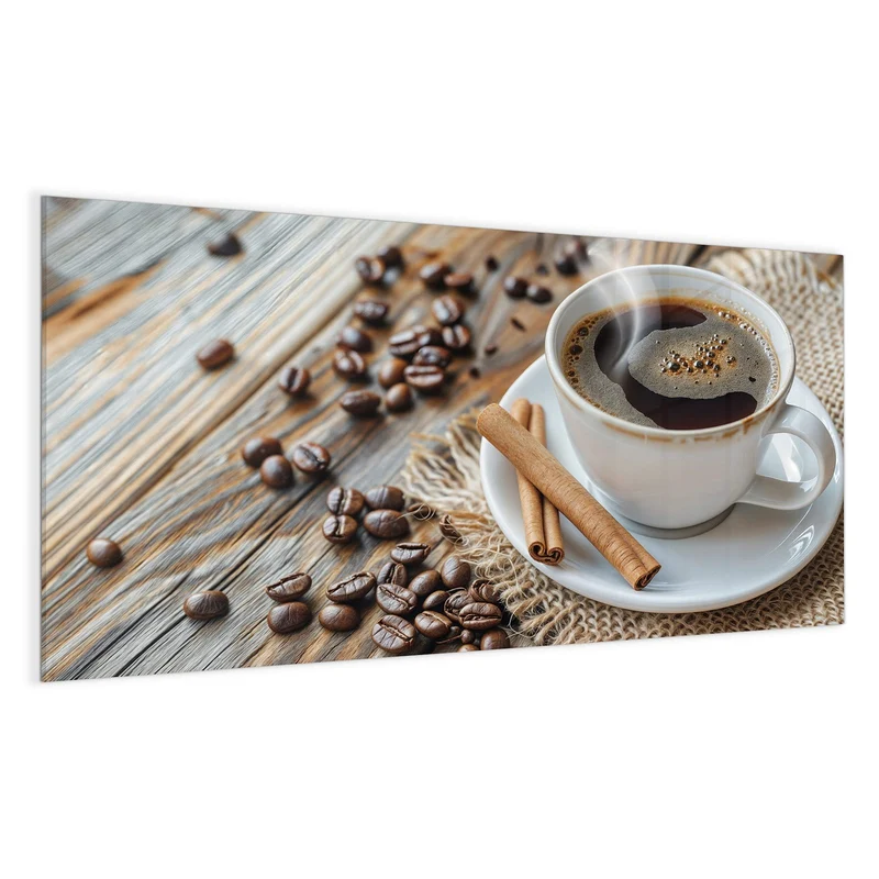 Glas Magnettafel - Kaffee mit Zimtstangen