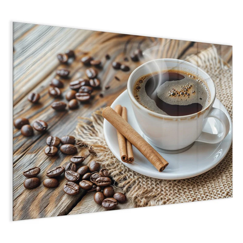 Glas Magnettafel - Kaffee mit Zimtstangen