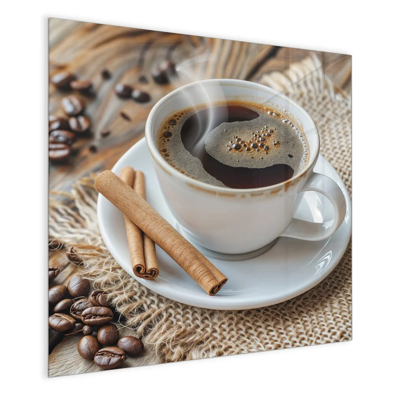 Glas Magnettafel - Kaffee mit Zimtstangen