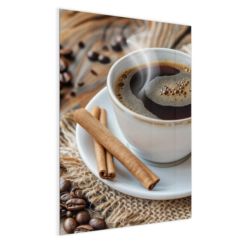 Glas Magnettafel - Kaffee mit Zimtstangen