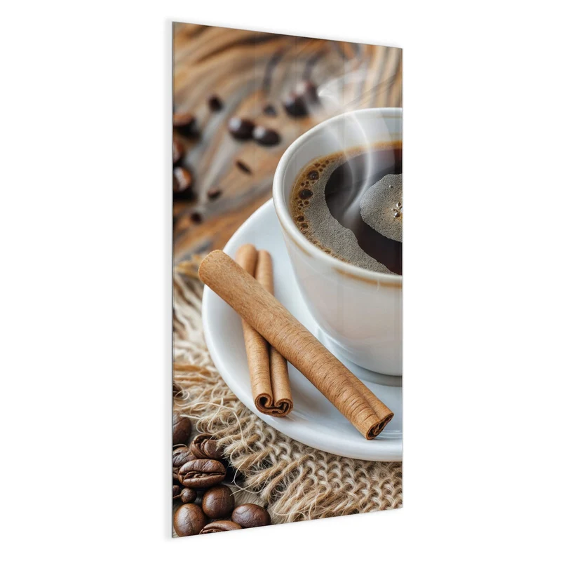 Glas Magnettafel - Kaffee mit Zimtstangen