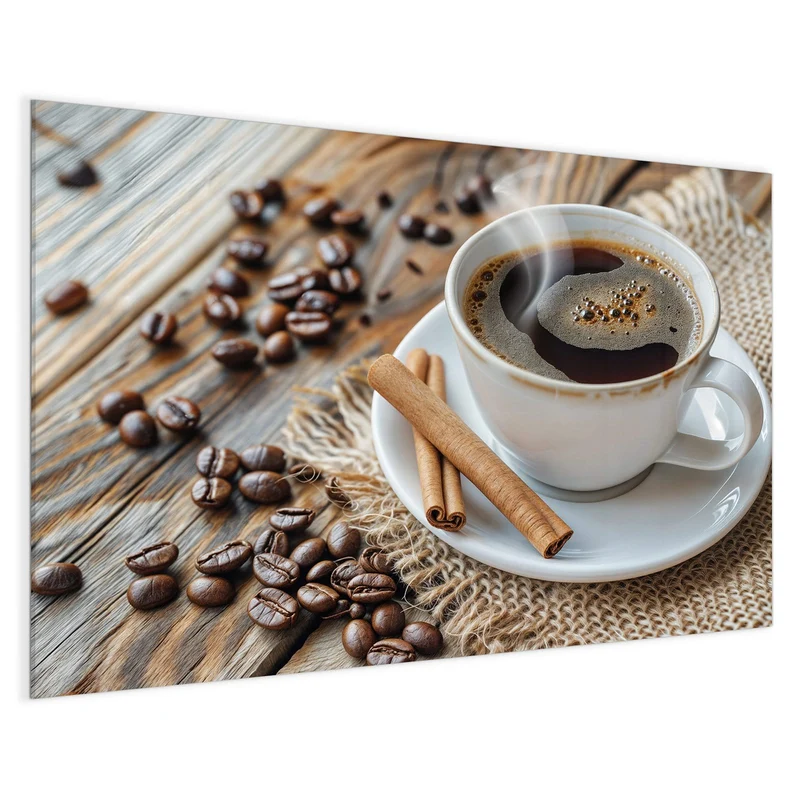 Glas Magnettafel - Kaffee mit Zimtstangen