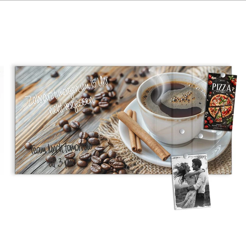Glas Magnettafel - Kaffee mit Zimtstangen