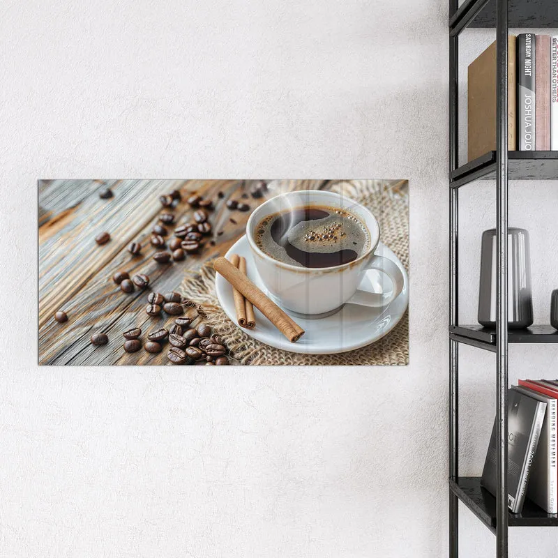 Glas Magnettafel - Kaffee mit Zimtstangen