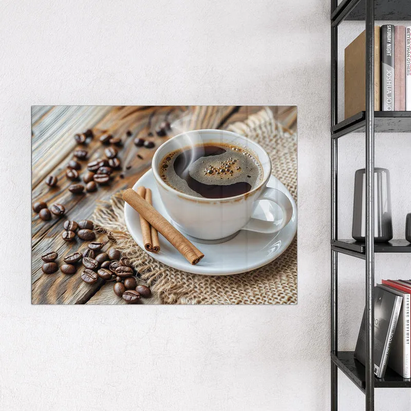 Glas Magnettafel - Kaffee mit Zimtstangen