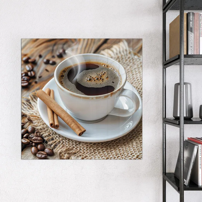 Glas Magnettafel - Kaffee mit Zimtstangen