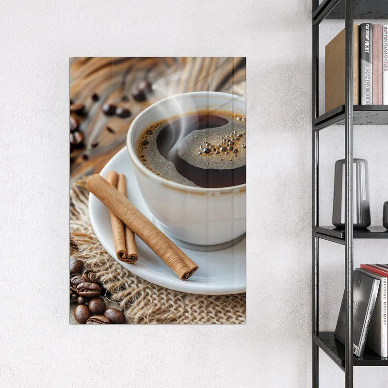 Glas Magnettafel - Kaffee mit Zimtstangen